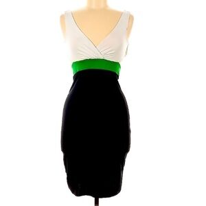 Y2K Fashion junkee V-neck color block exposed back fitted pencil dress medium